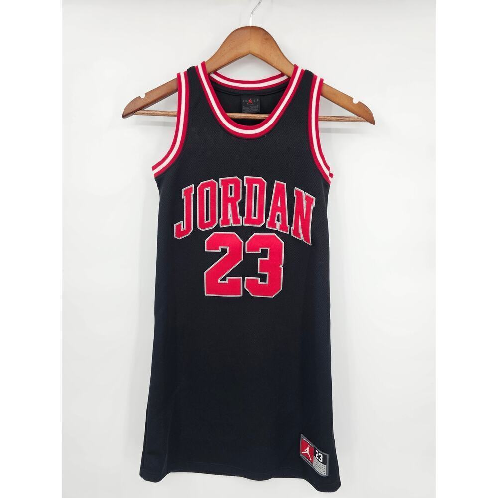 Jordan 23 Girl's Size M 10-12 Sleevess T-shirt Jersey Dress Black / Red NWT